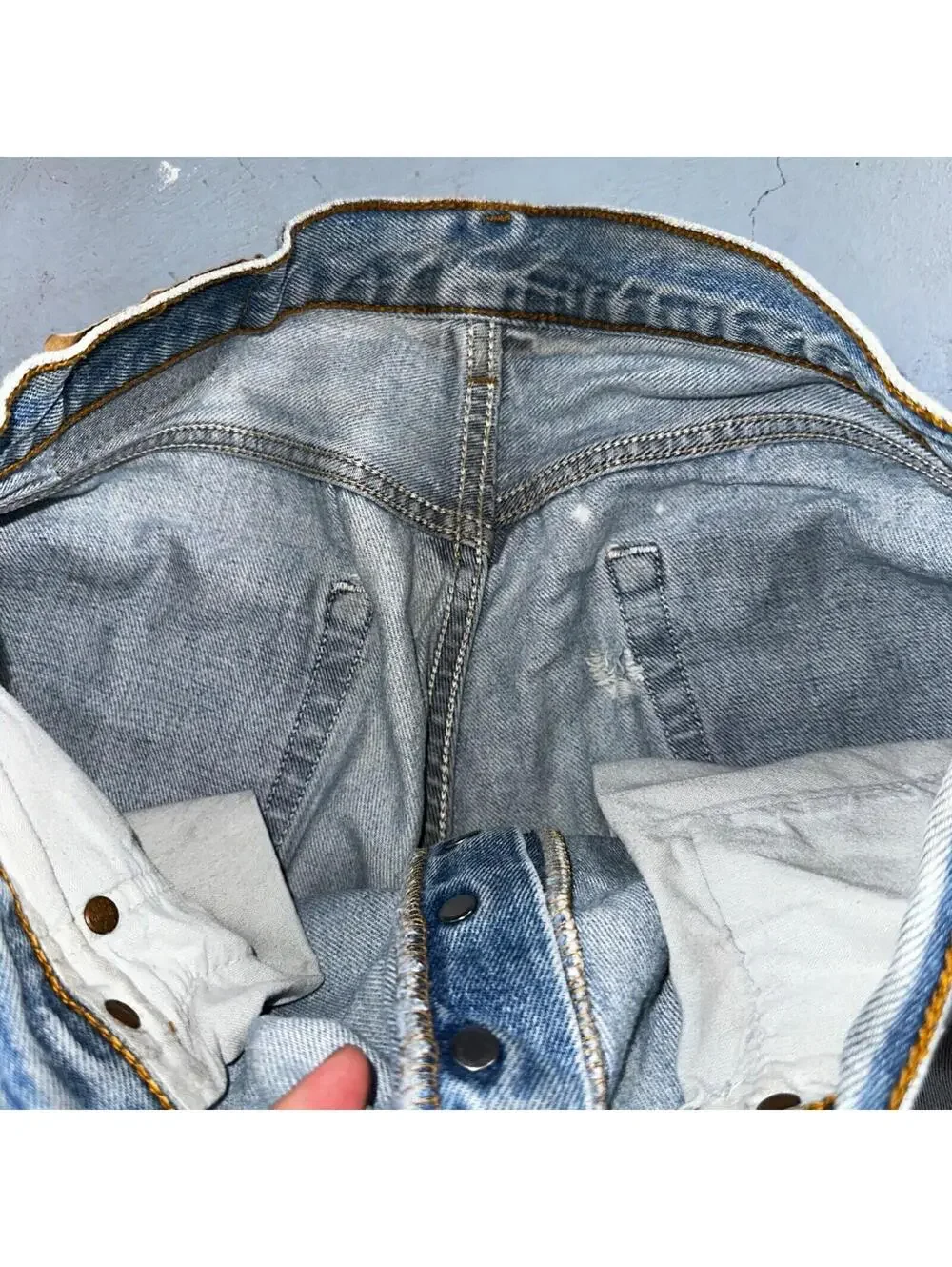 Levis 501 Vintage 90s USA XX Straight Leg Jeans Blue Thrashed 34x34 Act 33x32